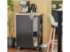 Hot SoBuy Küchenwagen Servierwagen mit 3 Ablagefächern Küchenregal 60x90x40cm Schwarz FKW75-SCH