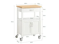 SoBuy Servierwagen|Küchenschränke<Küchenwagen Servierwagen Küchenschrank Getränkewagen fürs Büro FKW22-WN