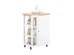 SoBuy Servierwagen|Schneidebretter<Küchenwagen Servierwagen mit 3 Ablagefächern Küchenregal 60x90x40cm Weiß FKW75-WN
