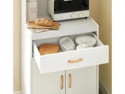 Best SoBuy Mikrowellenschrank mit Rollen Küchenwagen Weiß 62cm FSB12-W