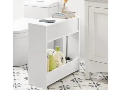 SoBuy Nischenregal mit 1 offener Ablage und 1 Klappe Kommode MDF Weiß BZR48-W