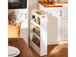 Outlet SoBuy Nischenwagen mit 4 Etagen Küchenregal Schmal Weiß 15x80x50cm NSR12-W