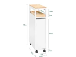 Nischenwagen mit 3 Schubladen Schmal Küchenregal Natur 20x79x51cm NSR11-WN Küchenregale