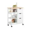 SoBuy Servierwagen|Küchenregale<Servierwagen Küchenwagen mit 2 Ablagen und 1 Tablett Küchenregal 67x84x37cm Weiß FKW79-W