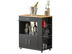 Hot SoBuy Servierwagen Küchenwagen Rollwagen Küchenrollwagen Schwarz FKW113-SCH