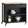 SoBuy Servierwagen|Küchenregale<Servierwagen mit 2 Ablagen Küchenwagen Küchenregal 98x94x58cm Schwarz FKW74-SCH
