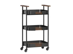 SoBuy Servierwagen<Servierwagen mit 3 Etagen Teewagen Küchenwagen 50x86x32cm SVW23-SCH