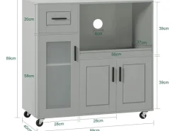 Sale SoBuy Sideboard auf Rollen Küchenwagen Mikrowellenschrank Rollwagen FSB78-HG