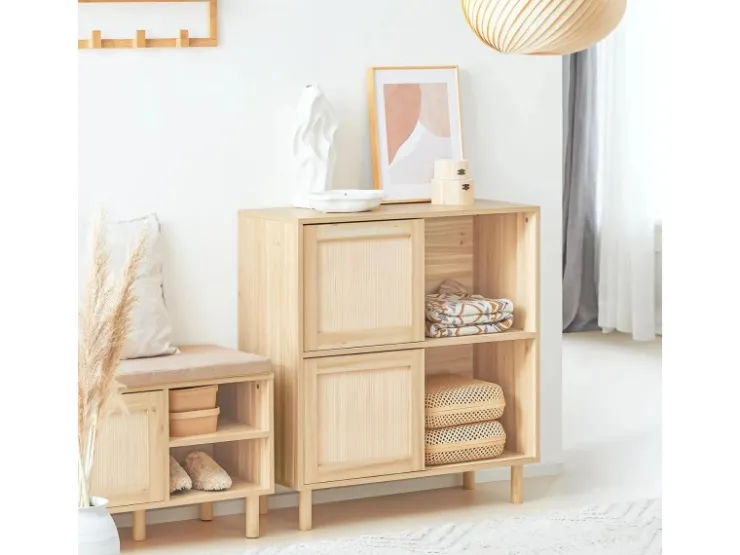 SoBuy Küchenschränke<Sideboard Kommode Küchenschrank Flurschrank Lowboard Natur FSB87-N
