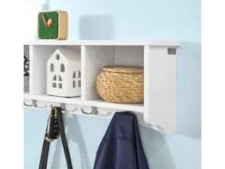 Hot SoBuy Wandgarderobe mit 5 Haken Holzwerkstoff Weiß FRG48-L-W