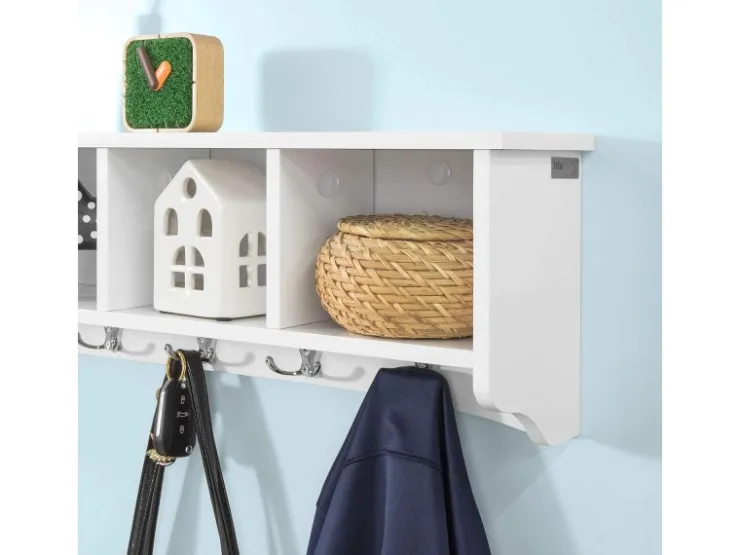 Hot SoBuy Wandgarderobe mit 5 Haken Holzwerkstoff Weiß FRG48-L-W