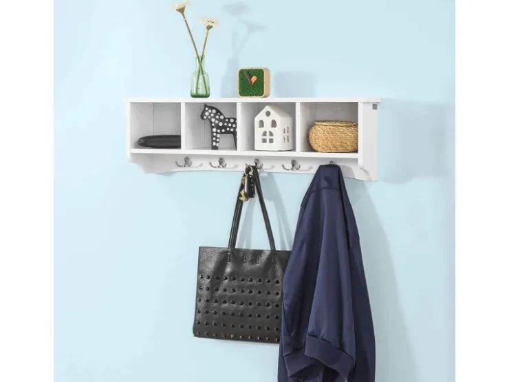 Hot SoBuy Wandgarderobe mit 5 Haken Holzwerkstoff Weiß FRG48-L-W