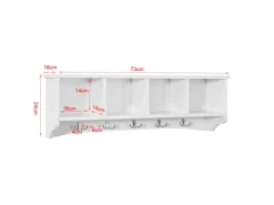 Hot SoBuy Wandgarderobe mit 5 Haken Holzwerkstoff Weiß FRG48-L-W