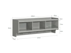 Hot SoBuy Wandgarderobe mit 3 Körben und 4 Haken MDF Grau FHK28-HG