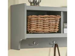 Hot SoBuy Wandgarderobe mit 3 Körben und 4 Haken MDF Grau FHK28-HG