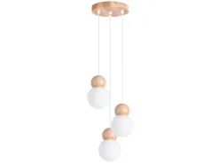 Hot Sollux Lighting Hängeleuchte Pekka 3P Weiß/Naturfarbenes Holz