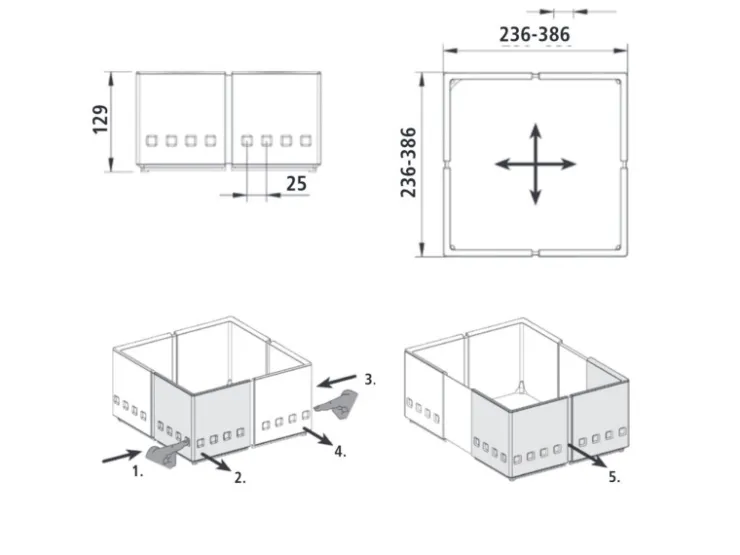 Best SOTECH 2er Set Organisationsrahmen CuisioFlex 129 mm Höhe Stufenlos Verstellbar von 236 - 386 mm inkl. Anti-Rutsch-Füße