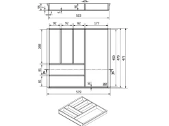 SOTECH Besteckkästen<Orga-Box-1 Bambus Besteckeinsatz 6 Fächer Für Blum Tandembox Antaro Schubladen 519x473x56 mm im 60er Schrank