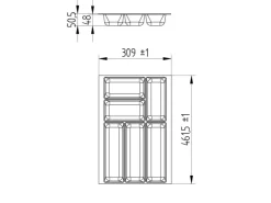 SOTECH Besteckkästen<ORGA-BOX-2 Besteckeinsatz Tiefe 462 mm Höhe 50,5 mm Für Nobilia Küchen Canvas Struktur Breite 309 mm Anthrazit
