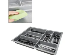 Clearance SOTECH ORGA-BOX-2 Besteckeinsatz Tiefe 462 mm Höhe 50,5 mm Für Nobilia Küchen Canvas Struktur Breite 359 mm Silbergrau