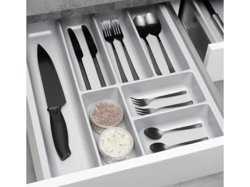 Clearance ORGA-BOX-2 Besteckeinsatz Tiefe 462 mm Höhe 50,5 mm Für Nobilia Küchen Canvas Struktur Breite 409 mm Besteckkästen