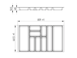 New SOTECH ORGA-BOX-2 Besteckeinsatz Tiefe 462 mm Höhe 50,5 mm Für Nobilia Küchen Canvas Struktur Breite 809 mm Silbergrau