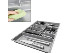 SOTECH Besteckkästen<ORGA-BOX-2 Besteckeinsatz Tiefe 462 mm Höhe 50,5 mm Für Nobilia Küchen Canvas Struktur Breite 709 mm Silbergrau