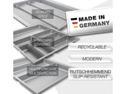 SOTECH Besteckkästen<ORGA-BOX-2 Besteckeinsatz Tiefe 462 mm Höhe 50,5 mm Für Nobilia Küchen Canvas Struktur Breite 709 mm Silbergrau