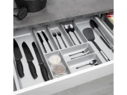 SOTECH Besteckkästen<ORGA-BOX-2 Besteckeinsatz Tiefe 462 mm Höhe 50,5 mm Für Nobilia Küchen Canvas Struktur Breite 709 mm Silbergrau