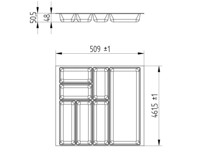 Hot SOTECH ORGA-BOX-2 Besteckeinsatz Tiefe 462 mm Höhe 50,5 mm Für Nobilia Küchen Canvas Struktur Breite 509 mm Anthrazit