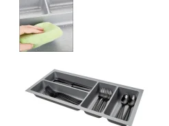 Sale SOTECH ORGA-BOX-2 Besteckeinsatz Tiefe 462 mm Höhe 50,5 mm Für Nobilia Küchen Canvas Struktur Breite 209 mm Silbergrau
