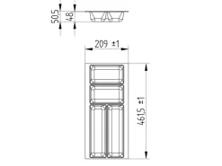 Sale SOTECH ORGA-BOX-2 Besteckeinsatz Tiefe 462 mm Höhe 50,5 mm Für Nobilia Küchen Canvas Struktur Breite 209 mm Silbergrau