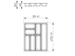 SOTECH Besteckkästen<ORGA-BOX-3 Besteckeinsätze Tiefe 473 mm Höhe 50,5 mm Schubladeneinsätze Breite 391 mm Silbergrau