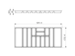 Best SOTECH ORGA-BOX-3 Besteckeinsätze Tiefe 473 mm Höhe 50,5 mm Schubladeneinsätze Breite 1091 mm Silbergrau
