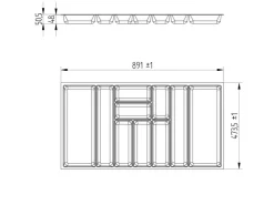 SOTECH ORGA-BOX-3 Besteckeinsätze Tiefe 473 mm Höhe 50,5 mm Schubladeneinsätze Breite 891 mm Anthrazit