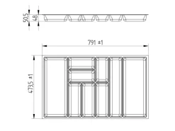 Discount SOTECH ORGA-BOX-3 Besteckeinsätze Tiefe 473 mm Höhe 50,5 mm Schubladeneinsätze Breite 791 mm Silbergrau