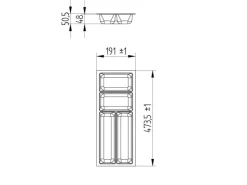 Outlet ORGA-BOX-3 Besteckeinsätze Tiefe 473 mm Höhe 50,5 mm Schubladeneinsätze Breite 891 mm Besteckkästen