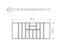SOTECH Besteckkästen<ORGA-BOX-3 Besteckeinsätze Tiefe 473 mm Höhe 50,5 mm Schubladeneinsätze Breite 1091 mm Anthrazit