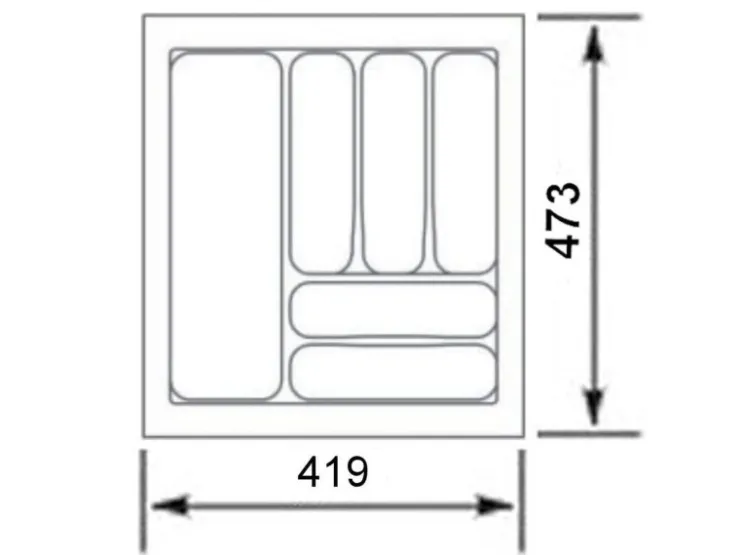 SOTECH Besteckkästen<Orga-Box I Besteckeinsatz Oriongrau 500 mm Höhe 55 mm Antirutschbeschichtung Für Blum Tandembox und ModernBox