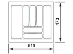 Sale Orga-Box I Besteckeinsatz Oriongrau 600 mm Höhe 55 mm Antirutschbeschichtung Für Blum Tandembox und ModernBox Besteckkästen