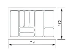 SOTECH Besteckkästen<Orga-Box I Besteckeinsatz Silbergrau 800 mm Höhe 55 mm Für Blum Tandembox und ModernBox