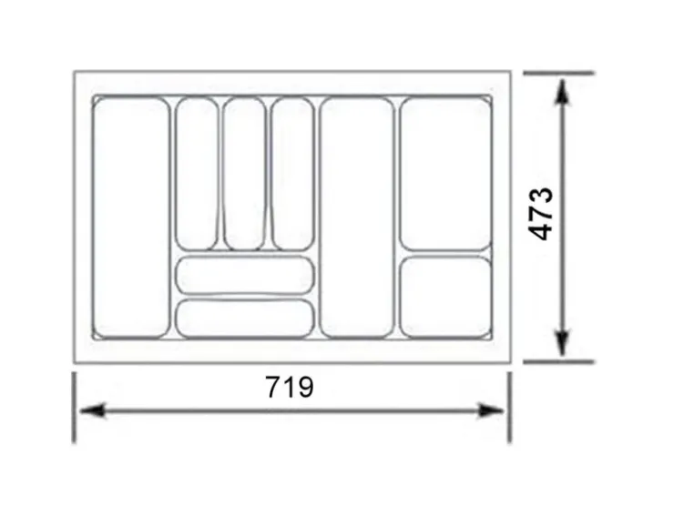 SOTECH Besteckkästen<Orga-Box I Besteckeinsatz Silbergrau 800 mm Höhe 55 mm Für Blum Tandembox und ModernBox
