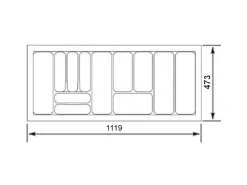 SOTECH Besteckkästen<Orga-Box I Besteckeinsatz Silbergrau 1200 mm Höhe 55 mm Für Blum Tandembox und ModernBox