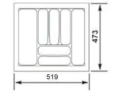 Online SOTECH Orga-Box I Besteckeinsatz Silbergrau 600 mm Höhe 55 mm Für Blum Tandembox und ModernBox
