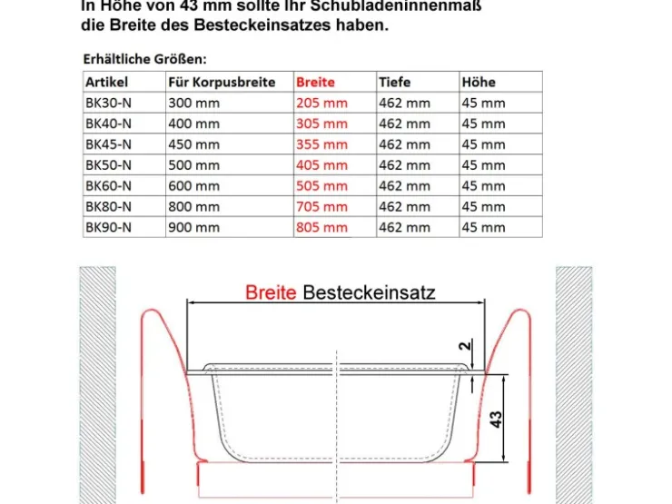Outlet SOTECH ORGA-BOX II Besteckeinsatz 400 mm Höhe 45 mm Silbergrau Für Nobilia Schubladen