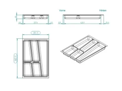 Outlet SOTECH ORGA-BOX II Besteckeinsatz 400 mm Höhe 45 mm Silbergrau Für Nobilia Schubladen