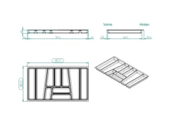 SOTECH Besteckkästen<ORGA-BOX II Besteckeinsatz 900 mm Höhe 45 mm Silbergrau Für Nobilia Schubladen