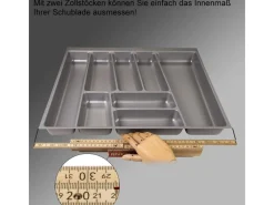 Best ORGA-BOX II Besteckeinsatz 800 mm Höhe 45 mm Silbergrau Für Nobilia Schubladen Besteckkästen