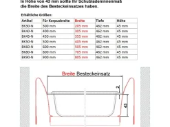 Discount SOTECH ORGA-BOX II Besteckeinsatz 600 mm Höhe 45 mm Silbergrau Für Nobilia Schubladen