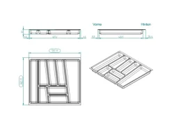 Discount SOTECH ORGA-BOX II Besteckeinsatz 600 mm Höhe 45 mm Silbergrau Für Nobilia Schubladen